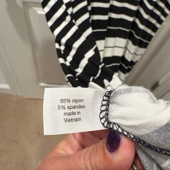 Lane Bryant 22/24 Black White Striped Maxi Dress, Soft & Stretchy - Picture 5 of 6